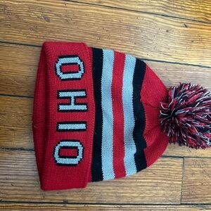 Red Ohio Knit Beanie with Pom